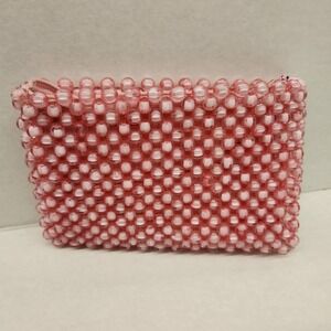 Vintage handmade Pink Beaded Clutch Evening‎ Bag Purse Party Wedding Prom